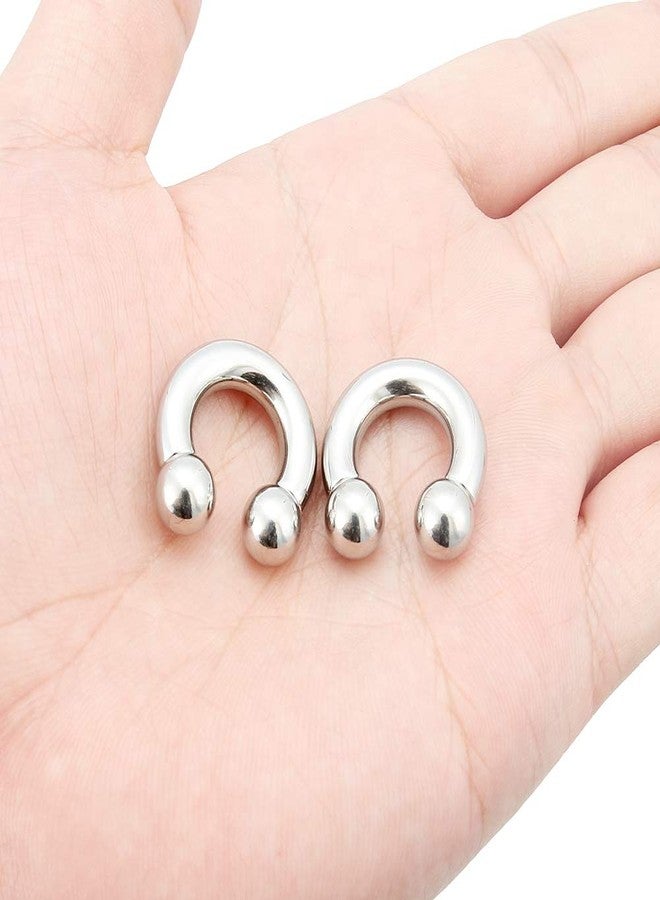Ftovosyo 2Pcs PA Ring Horseshoe Circular Barbell 316L Surgical Steel Internally Threaded 00G 0G 2G 4G 6G 8G Pierced Body Jewelry for Women 12mm 16mm 19mm, metal, - Image 3
