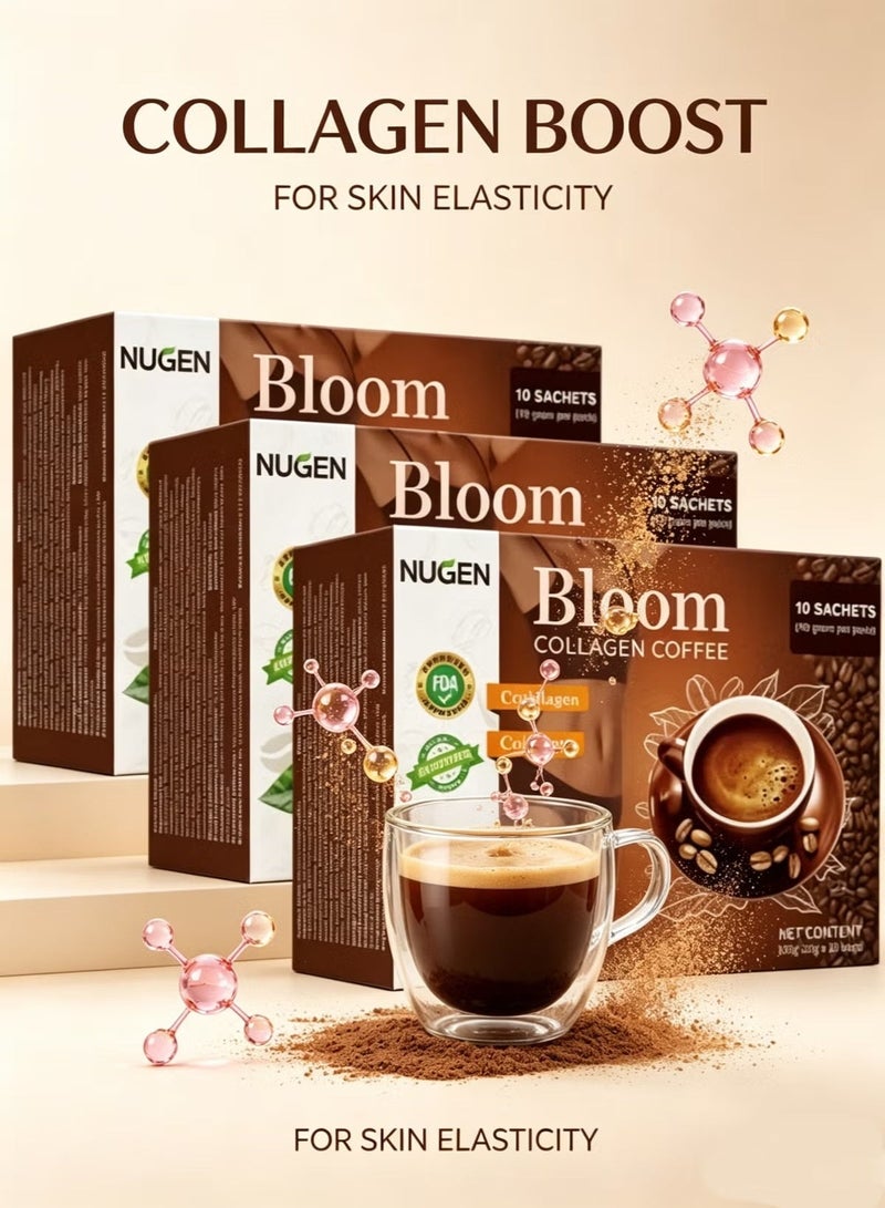NUGEN 3 Pack Bloom Collagen Coffee – 100% Organic with Glutathione, Weight Loss & Skin Detox Coffee with Premium Collagen - Image 1