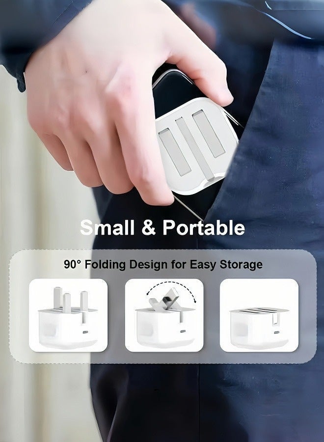 GKK 35W Dual Port Fast Charger USB-C & USB-A Wall Adapter with Foldable Plug + 1m USB-C Cable – PD Fast Charging for iPhone 17/16/15 & iPad - Image 4