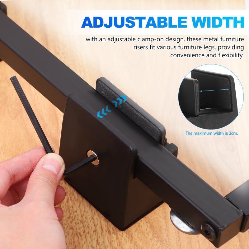 8 pcs Furniture Risers Width Adjustable Bed Risers Table Leg Height Extenders For Desk Cabinet Couch Metal Table Feet Levelers - Image 2