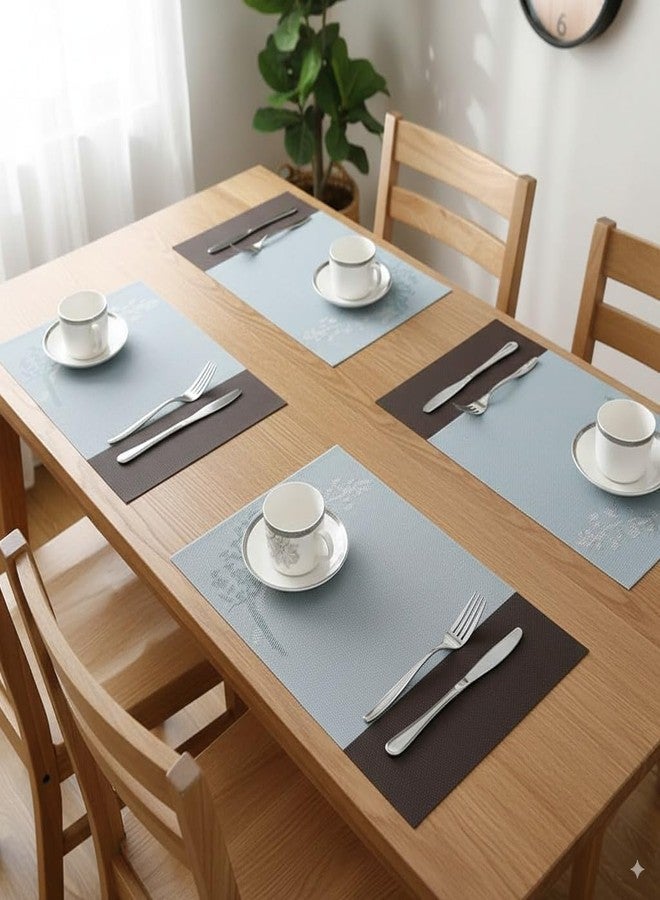 THW Set of 4 Heat-Resistant PVC Placemats | Stylish Woven Vinyl Table Mats for Dining Table | Stain Resistant & Easy to Clean | Size 45x30 cm | Eco-Friendly Kitchen Accessories | Grey - Image 1
