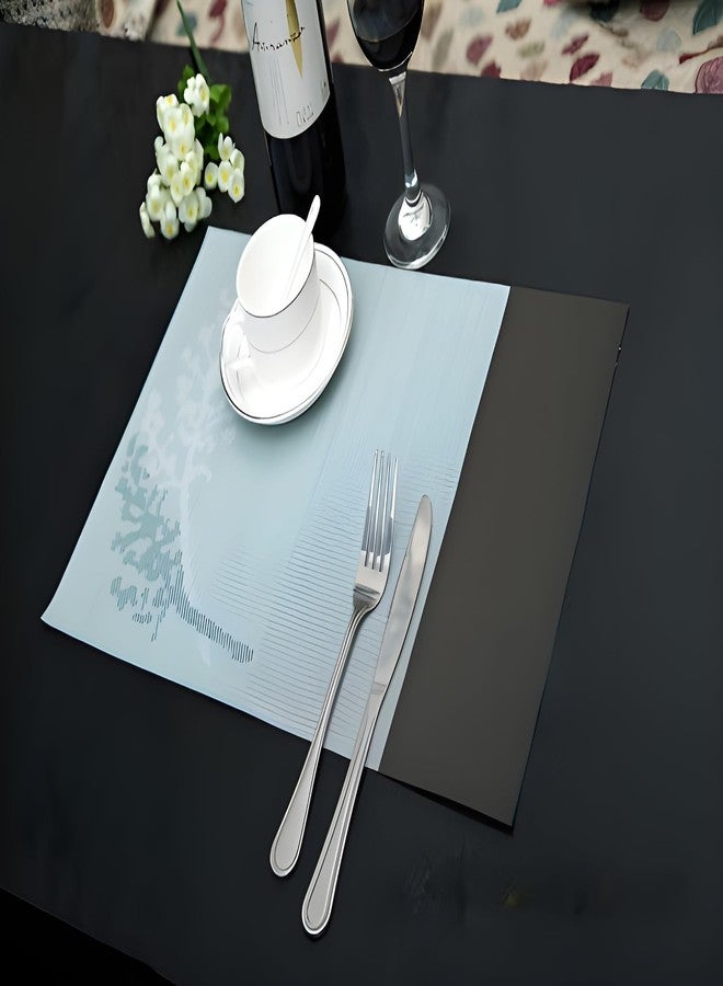 THW Set of 4 Heat-Resistant PVC Placemats | Stylish Woven Vinyl Table Mats for Dining Table | Stain Resistant & Easy to Clean | Size 45x30 cm | Eco-Friendly Kitchen Accessories | Grey - Image 2