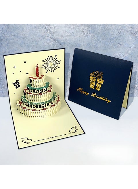 Cake Design 3D Pop-Up Card, Greeting Card for Birthday, Sturdy and Solid Cardstock Gift Card with Envelope and Thank You Card
