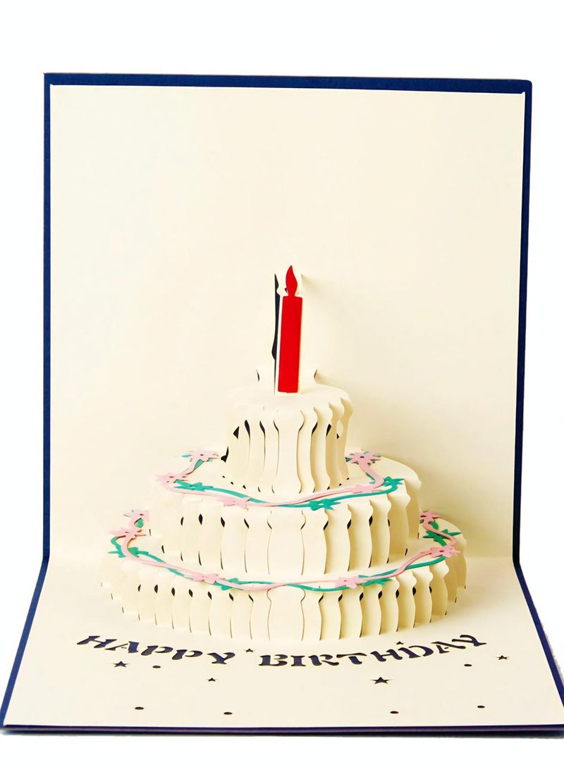 LKTOCAFT - Cake Design 3D Pop-Up Card, Greeting Card for Birthday, Sturdy and Solid Cardstock Gift Card with Envelope and Thank You Card - Image 1