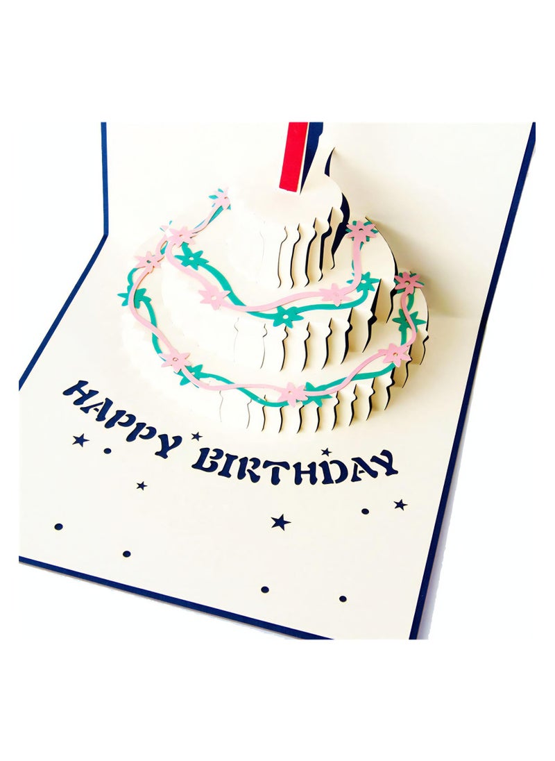 LKTOCAFT - Cake Design 3D Pop-Up Card, Greeting Card for Birthday, Sturdy and Solid Cardstock Gift Card with Envelope and Thank You Card - Image 1