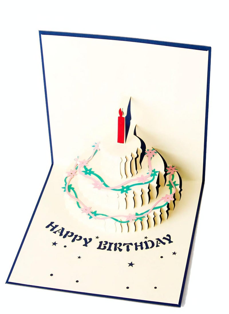 LKTOCAFT - Cake Design 3D Pop-Up Card, Greeting Card for Birthday, Sturdy and Solid Cardstock Gift Card with Envelope and Thank You Card - Image 1
