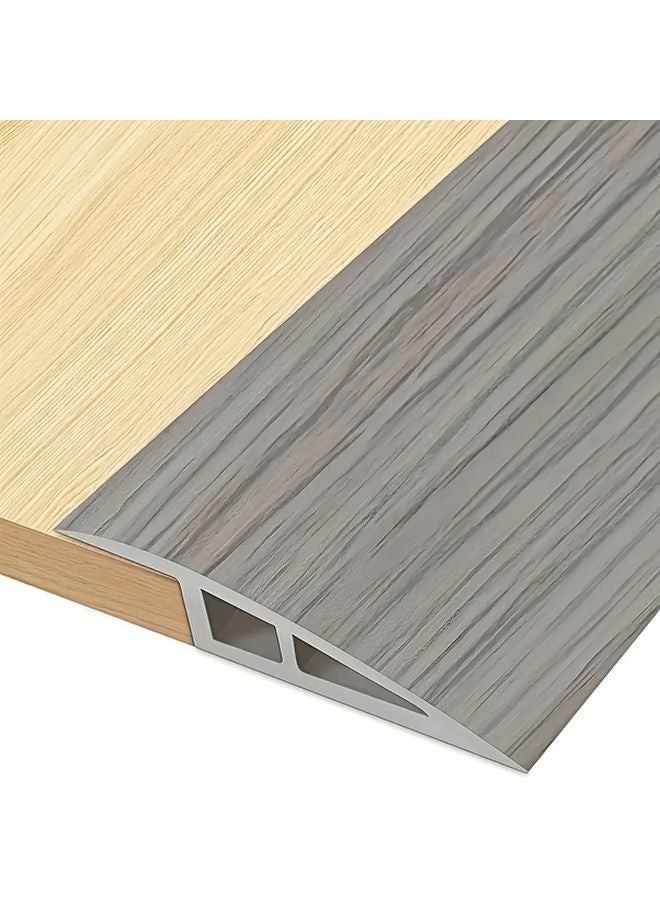 Gray Wood Grain PVC Floor Transition Strip Self Adhesive Threshold Ramp For Carpets Tile - Image 1