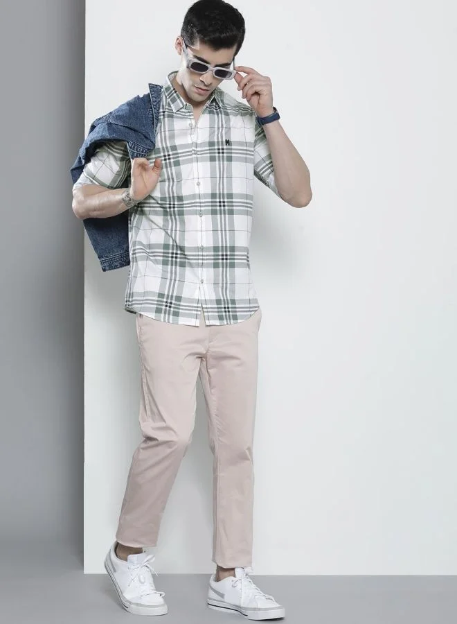 شركة المرآب الهندية Men Regular Fit Checkered Full Sleeves Cutaway Collar Casual Shirt