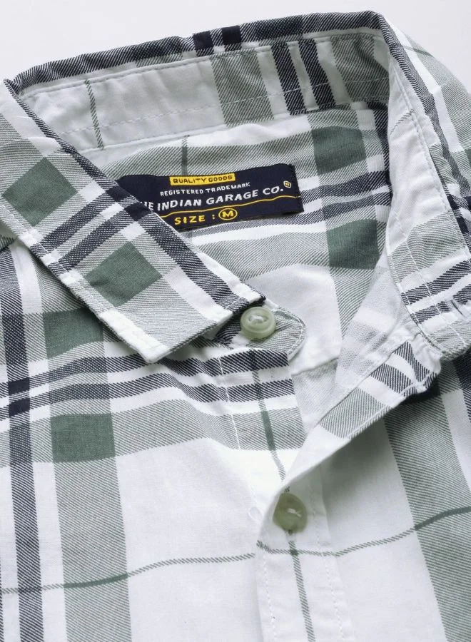 شركة المرآب الهندية Men Regular Fit Checkered Full Sleeves Cutaway Collar Casual Shirt