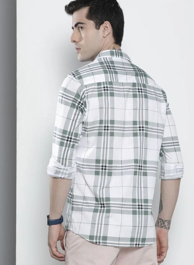 شركة المرآب الهندية Men Regular Fit Checkered Full Sleeves Cutaway Collar Casual Shirt