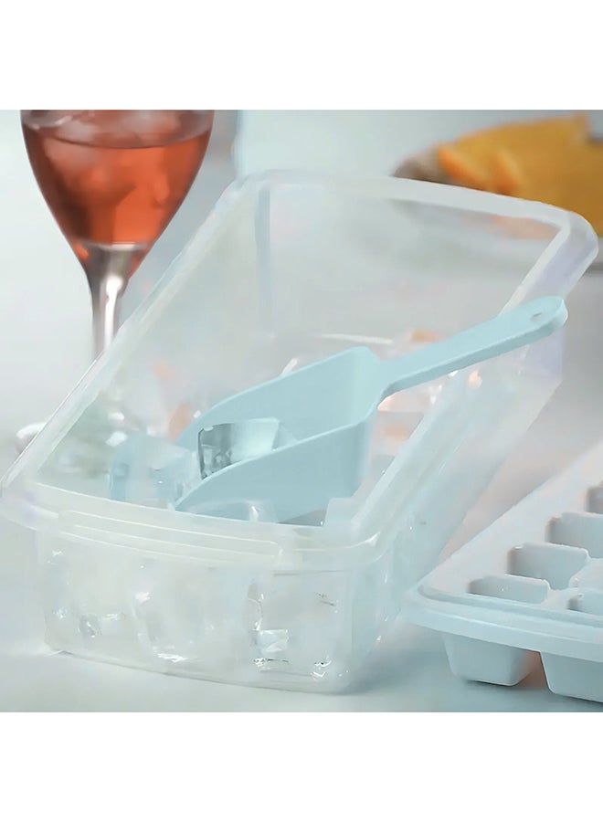 Feelings Ice Cube Tray Storage box with Lid, 44 Grids, 28 x 13.5 x 7.5 cm, Includes Ice Scoop (blue) - Image 4