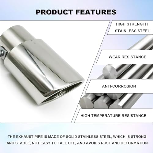 Dartler Car Exhaust Tail Muffler Tip Show Pipe 60mm, Curved Oval, Stainless Steel Universal Fit (Chrome, Chrome Bent) - Image 3