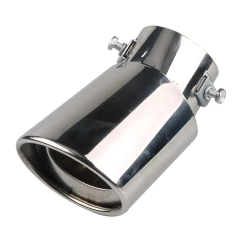 Dartler Car Exhaust Tail Muffler Tip Show Pipe 60mm, Curved Oval, Stainless Steel Universal Fit (Chrome, Chrome Bent) - Image 1
