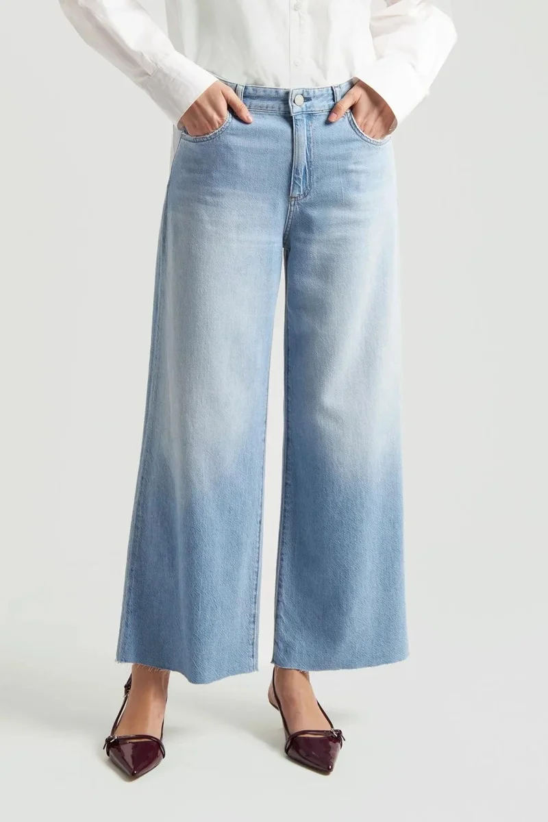 Ag Jeans Elevated Wide-Leg Cropped Denim Jeans