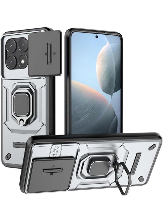 عام حافظة متوافقة مع حافظة شاومي بوكو إكس 6 برو 5 جي مع غطاء عدسة الكاميرا المنزلقة ، متوافقة مع حافظة شاومي ريدمي كيه 70 إي 5 جي