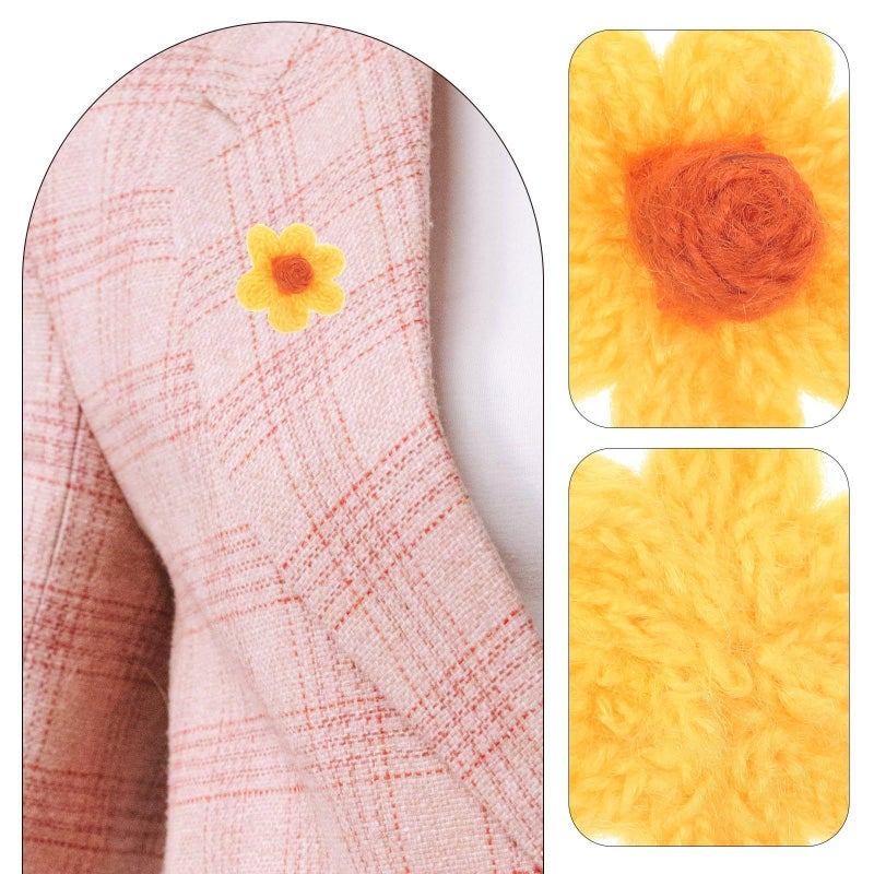زهور صفراء مطرزة بخياطة التطبيقات لإصلاح الملابس DIY والزينة - Image 4