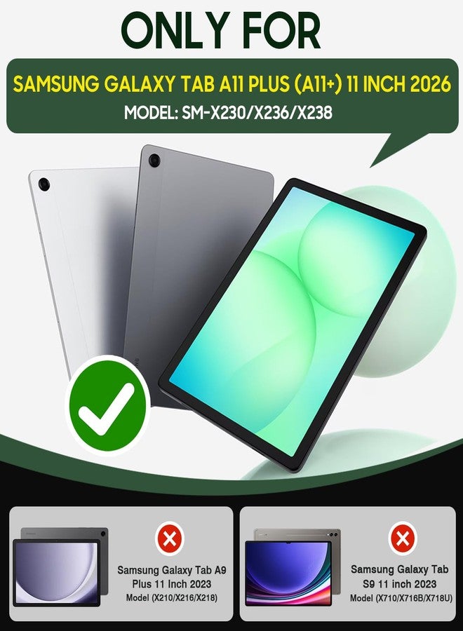cantis جراب كانتيس لجهاز سامسونج جالاكسي تاب A11 بلس 11 بوصة 2026 (SM-X230/X236/X238)، جراب مقاوم للصدمات لجهاز تاب A11+ مع واقي شاشة/حامل دوار/حامل قلم/حزام كتف، أسود - Image 2