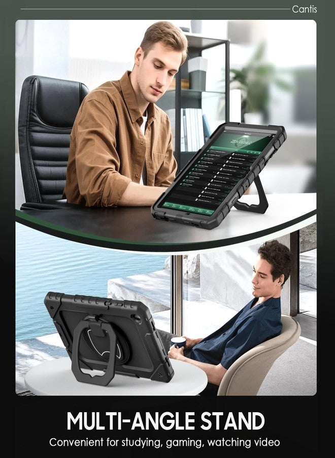cantis جراب كانتيس لجهاز سامسونج جالاكسي تاب A11 بلس 11 بوصة 2026 (SM-X230/X236/X238)، جراب مقاوم للصدمات لجهاز تاب A11+ مع واقي شاشة/حامل دوار/حامل قلم/حزام كتف، أسود - Image 4