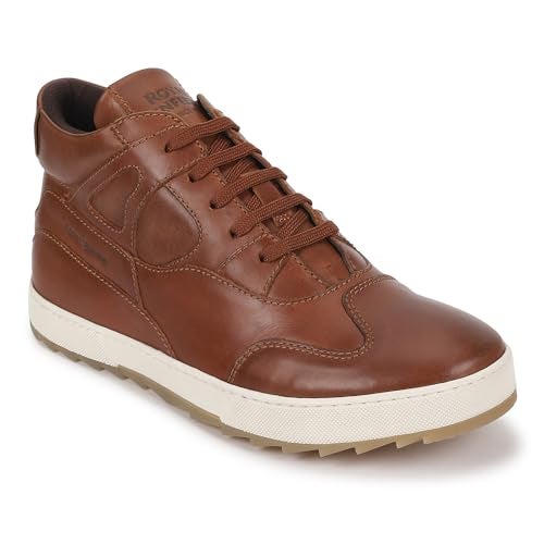 Royal Enfield Clasic Leather MIDANKLE Shoes Khakhi EU 43/UK9 | Upper Material: Leather 90%, Cotton 10% | TPR Anti Skid Sole | Inner Sole: PU Insole for Comfort | Reflectors at the Back - Image 1