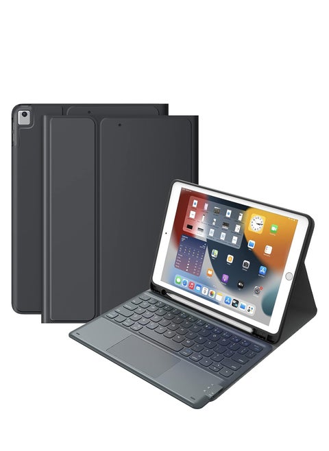 ELTERAZONE iPad Keyboard 9th Generation, Keyboard for iPad 8th Generation/7th Gen 10.2 Inch, Smart Trackpad, Wireless with Pencil Holder, Flip Stand Keyboard Case for iPad 9th/8th/7th Gen 10.2”, Black