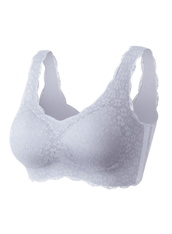Lace Vest-style Underwear One-piece Comfortable Breathable Push-up Side-up Breast-free Rimless Sleeping Bra For Women