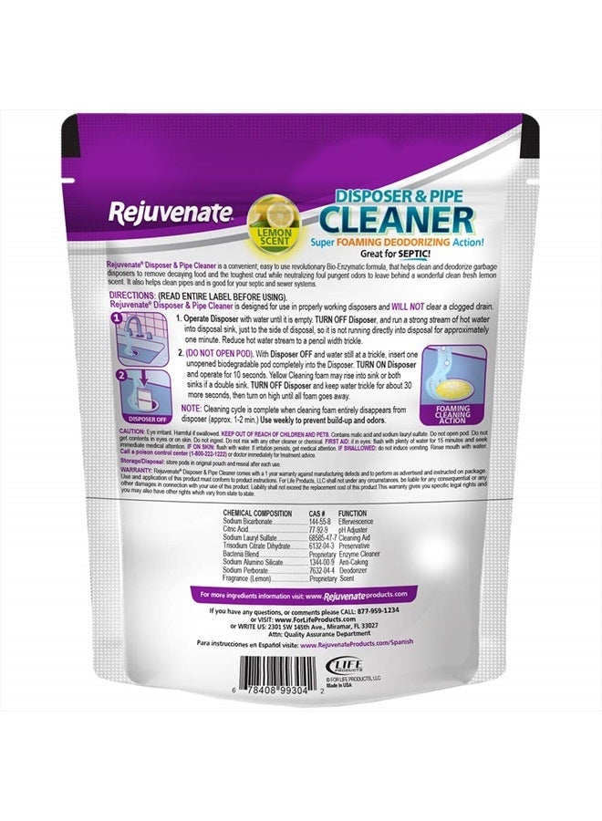 Rejuvenate Disposer and Pipe Cleaner, Lemon Scent, 6 Pods, 7.1 oz (201g) - Image 2