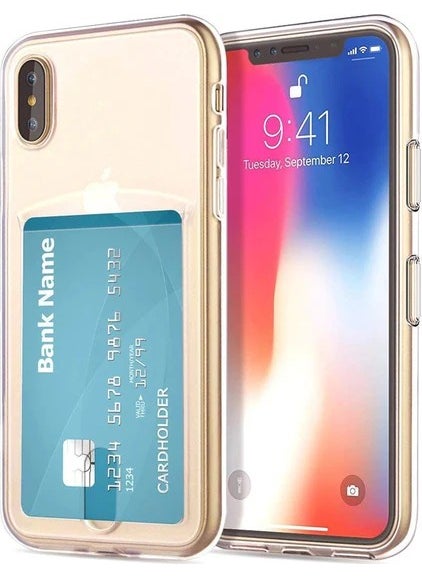 TahTicMer Samsung Galaxy Note 9 N960 Case Silicone Transparent Credit Card Holder Compartment Anti-Shock Four Corner Impact Protection  - Image 2