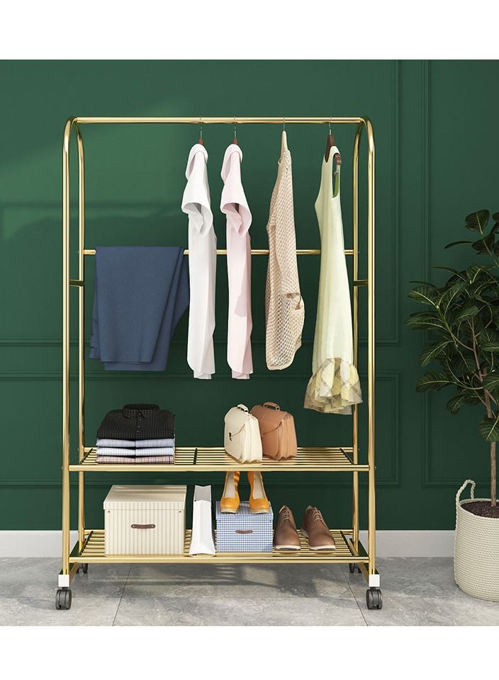 Light luxury clothes rack floor folding hanger balcony clothes rail bedroom net red single rod simple clothes rack - Image 1