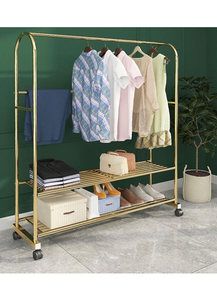 Light luxury clothes rack floor folding hanger balcony clothes rail bedroom net red single rod simple clothes rack - Image 2