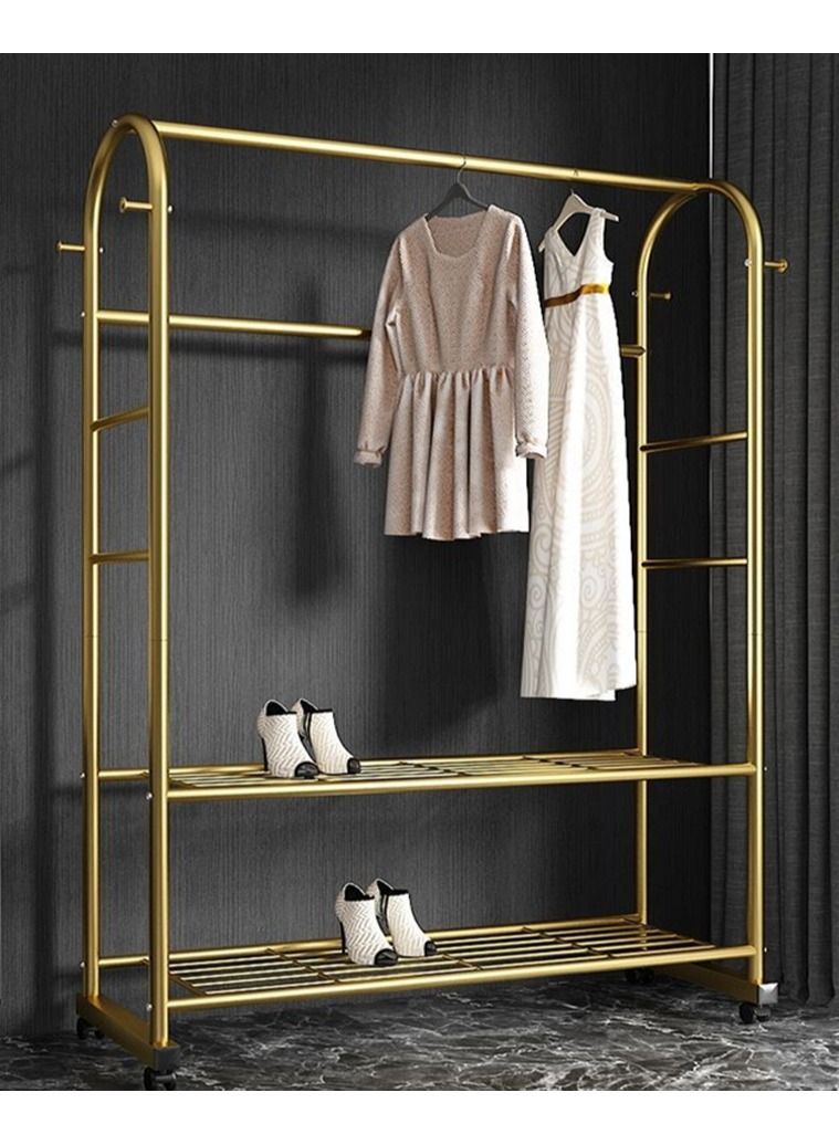 Light luxury clothes rack floor folding hanger balcony clothes rail bedroom net red single rod simple clothes rack - Image 4