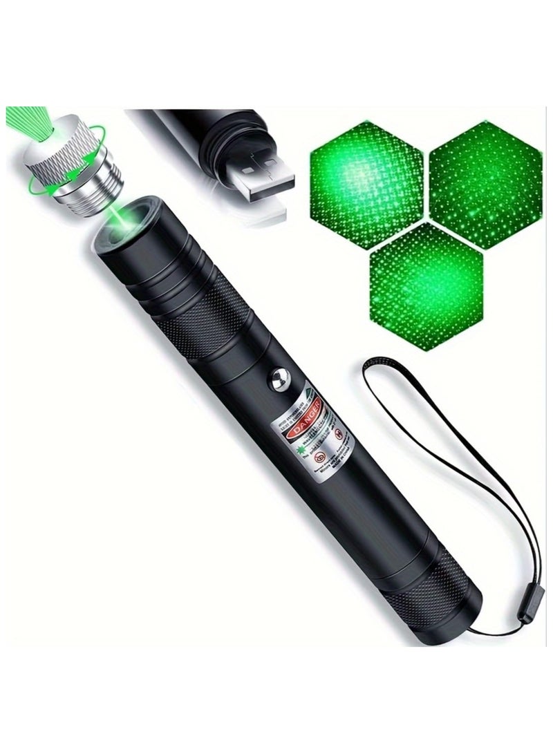 Green Laser Pointer High Power Pen - Long Range Rechargeable Laser Beam, USB Charging for Hiking, Presentations & Outdoor Use (Professional-Grade Green Light)