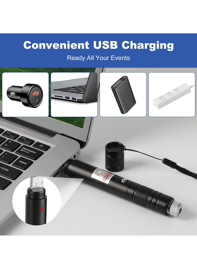 Green Laser Pointer High Power Pen - Long Range Rechargeable Laser Beam, USB Charging for Hiking, Presentations & Outdoor Use (Professional-Grade Green Light)