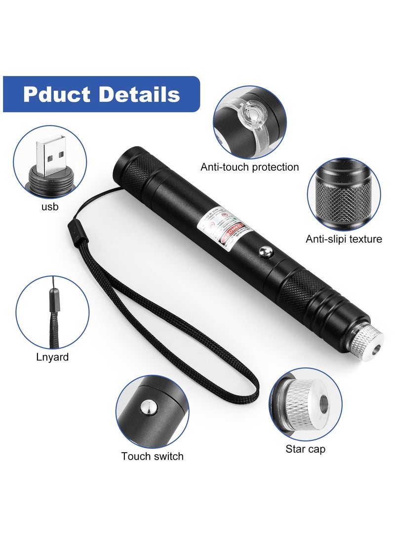 Green Laser Pointer High Power Pen - Long Range Rechargeable Laser Beam, USB Charging for Hiking, Presentations & Outdoor Use (Professional-Grade Green Light)