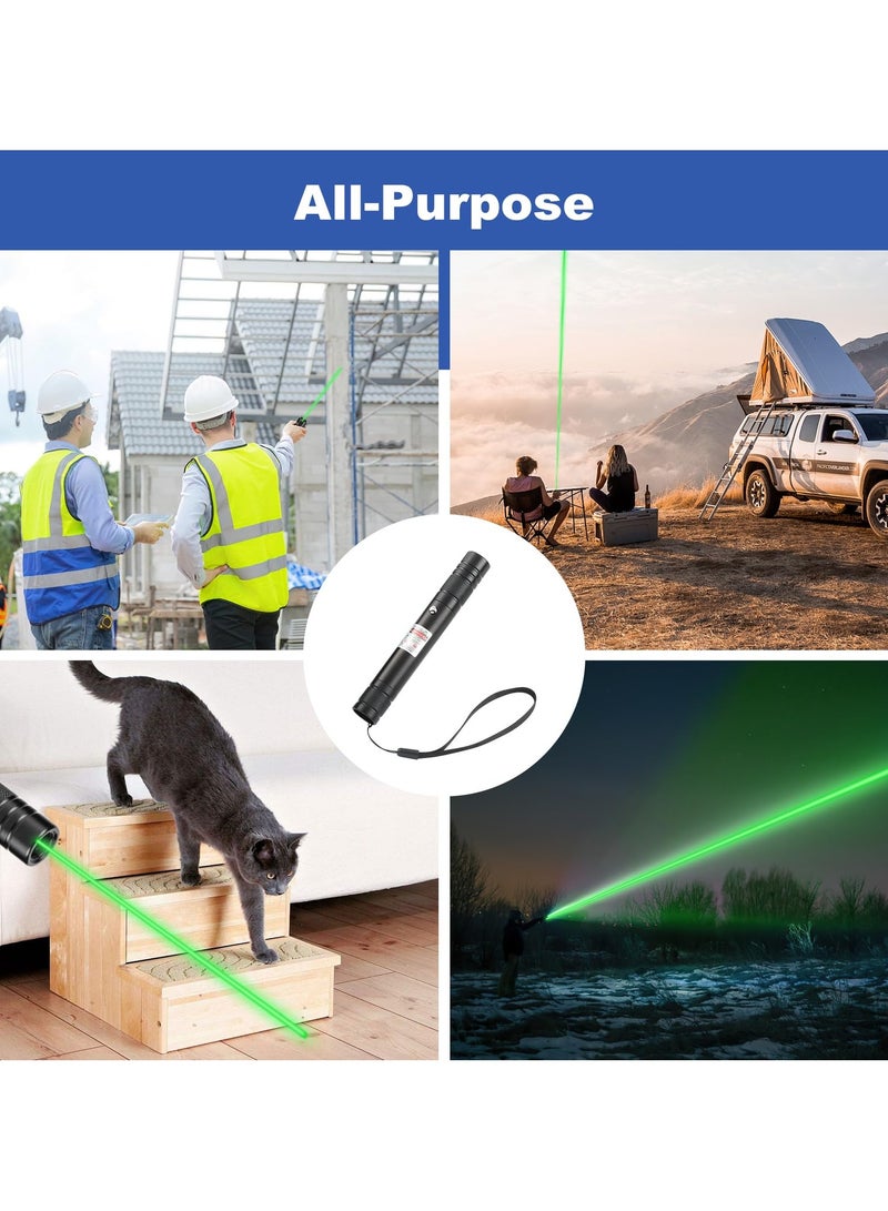 Green Laser Pointer High Power Pen - Long Range Rechargeable Laser Beam, USB Charging for Hiking, Presentations & Outdoor Use (Professional-Grade Green Light)