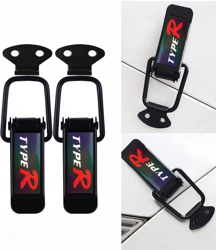 DECTEMS طقم أقفال خطاف أمان سريع الإطلاق لصدادات السيارات DECTEMS نوع-R - مثبتات عالمية للصدادات والأجنحة وصناديق الأمتعة وأغطية الصناديق - متوافق مع جميع السيارات (2 قطعة) - Image 1