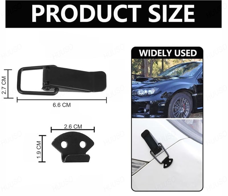 DECTEMS طقم أقفال خطاف أمان سريع الإطلاق لصدادات السيارات DECTEMS نوع-R - مثبتات عالمية للصدادات والأجنحة وصناديق الأمتعة وأغطية الصناديق - متوافق مع جميع السيارات (2 قطعة) - Image 2