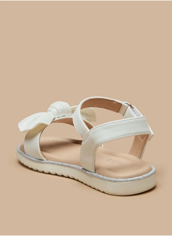 جونيورز Girls Bow Detail Sandals With Hook And Loop Closure