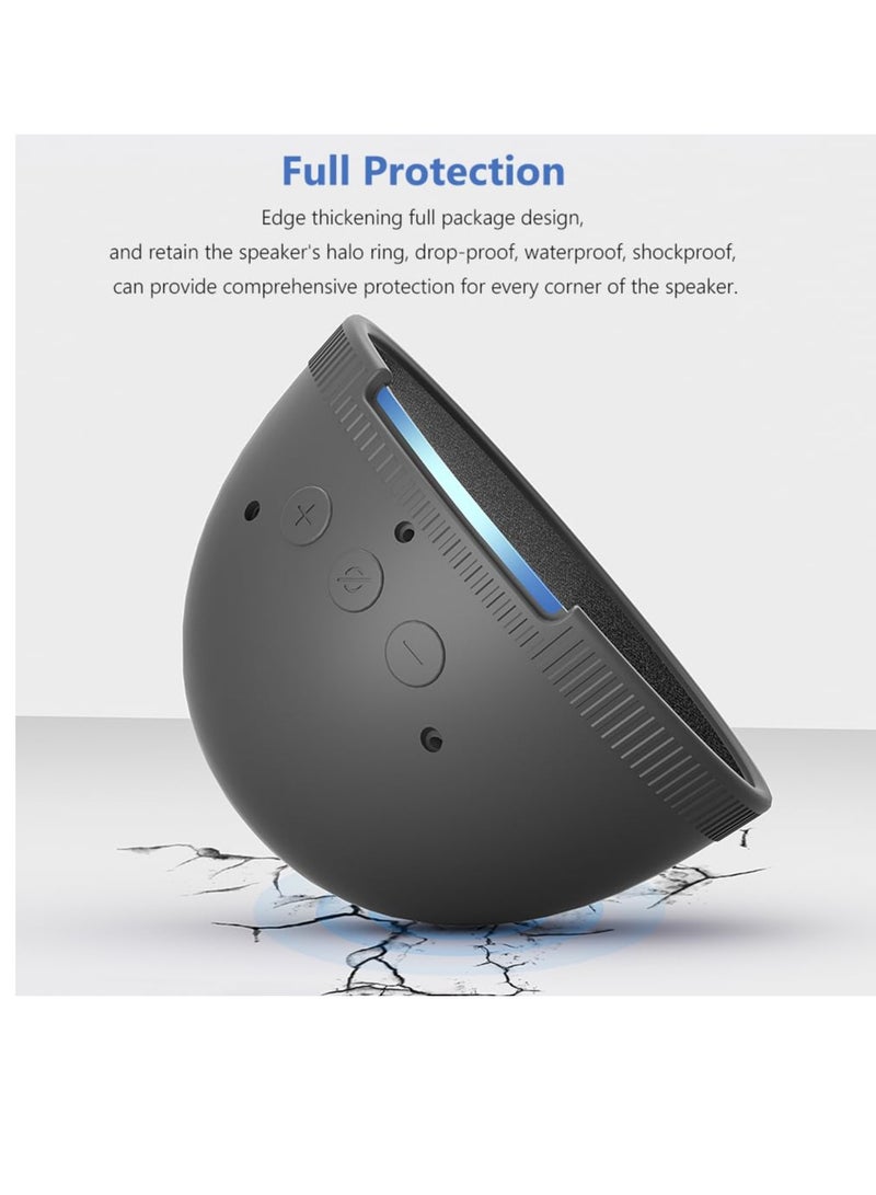 Speaker Cover, Silicone Audio Box Cover Case Waterproof Speaker Protective Sleeve Shockproof Anti Drop Accessories for Echo Pop, black