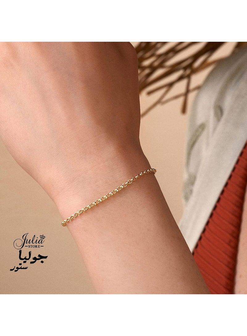 جوليا ستور سوار عصري من الفولاذ المقاوم للصدأ مطلي بالذهب عيار 18 قيراطًا على شكل دوائر متشابكة بسيطة قابلة للتعديل، أساور عصرية قابلة للتكديس، هدايا مجوهرات بسيطة لطيفة - Image 5