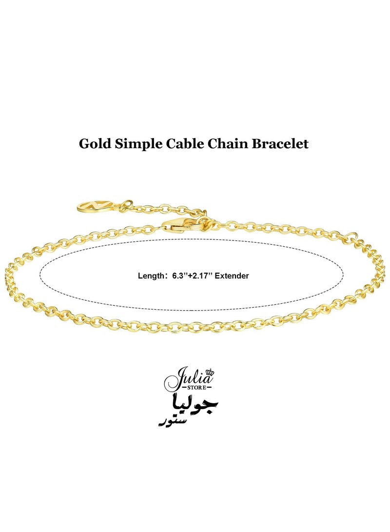 جوليا ستور سوار عصري من الفولاذ المقاوم للصدأ مطلي بالذهب عيار 18 قيراطًا على شكل دوائر متشابكة بسيطة قابلة للتعديل، أساور عصرية قابلة للتكديس، هدايا مجوهرات بسيطة لطيفة - Image 3