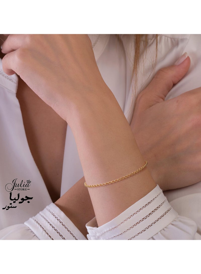 جوليا ستور سوار عصري من الفولاذ المقاوم للصدأ مطلي بالذهب عيار 18 قيراطًا على شكل دوائر متشابكة بسيطة قابلة للتعديل، أساور عصرية قابلة للتكديس، هدايا مجوهرات بسيطة لطيفة - Image 4