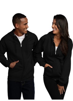 FRUIT OF THE LOOM Fruit of the Loom Men's Eversoft Fleece Sweatshirts & Hoodies, Full Zip-Black, X-Large  - Image 4