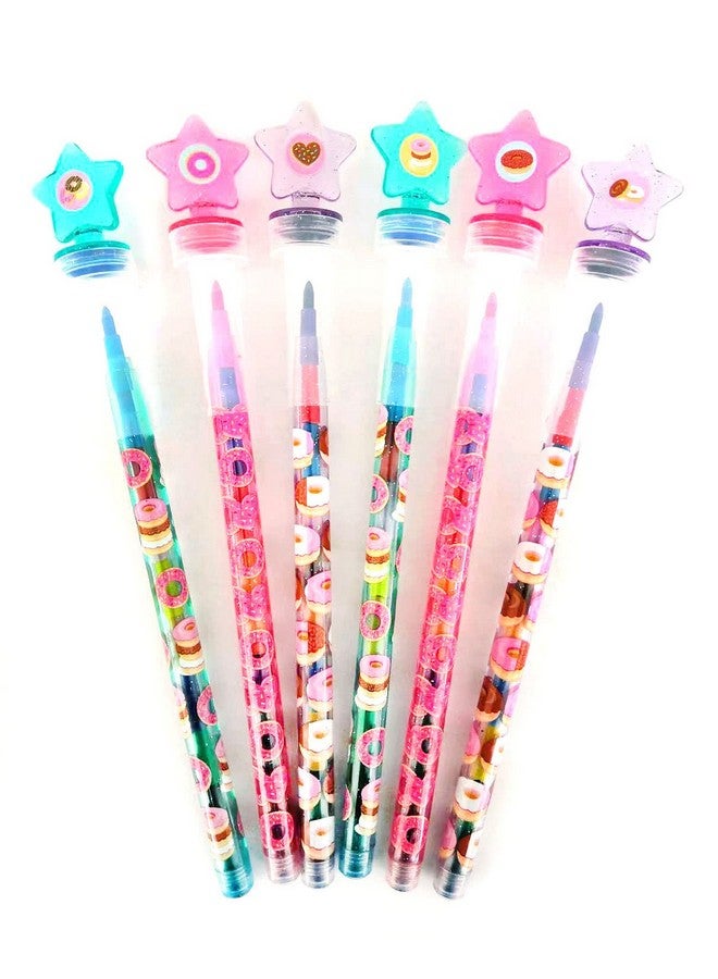 TINYMILLS 24 Pcs Donuts 2 in 1 Stackable Stacking Crayon with Extra Stamper Topper, Kids Party Favors, Goodie Bag Stuffers, Classroom Rewards, Prizes - Image 3