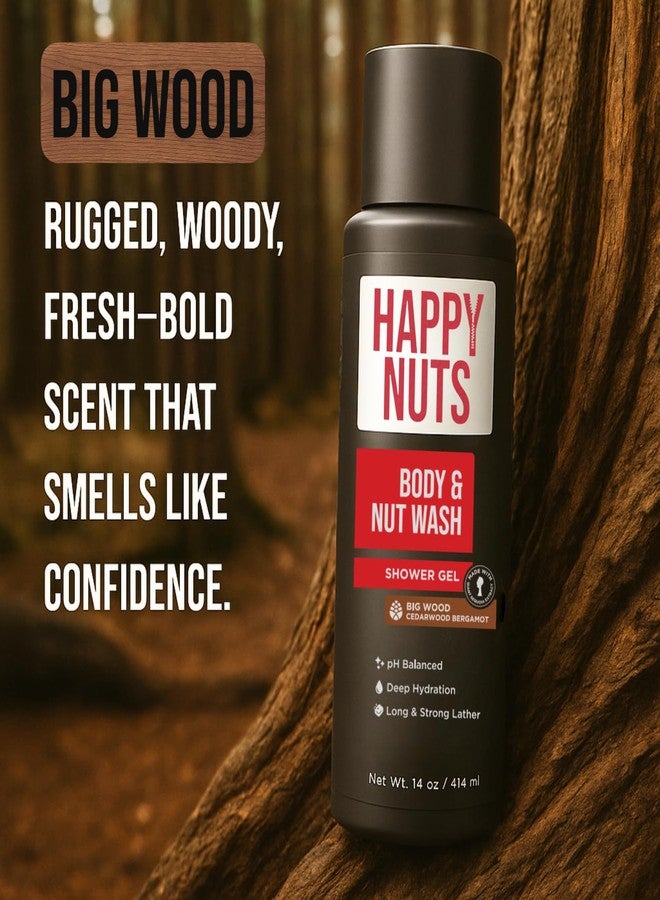 HAPPY NUTS Big Wood Body and Nut Wash - Moisturizing Men's Shower Gel, Bodywash with Deep Cleanse for Sensitive Skin - Men's Body Soap - Image 3