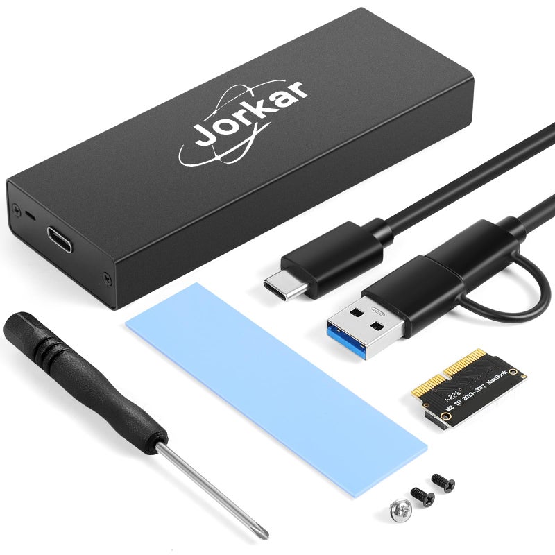 Jorkar External USB-C 3.2 SSD Enclosure for MacBook Air/Pro 12+16 PIN SSDs, Hard Drive Reader for A1466 A1465 A1502 A1398 SSDs mid 2013-2017, Portable Mac SSD to USB C Adapter Case - Image 1