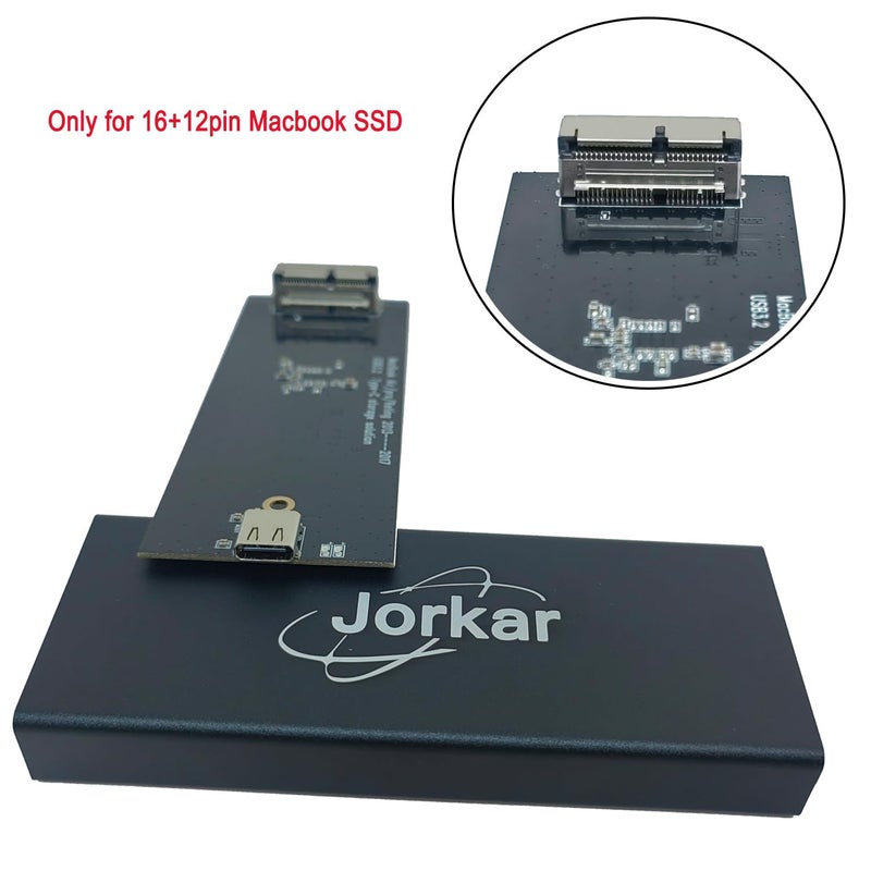 Jorkar External USB-C 3.2 SSD Enclosure for MacBook Air/Pro 12+16 PIN SSDs, Hard Drive Reader for A1466 A1465 A1502 A1398 SSDs mid 2013-2017, Portable Mac SSD to USB C Adapter Case - Image 2