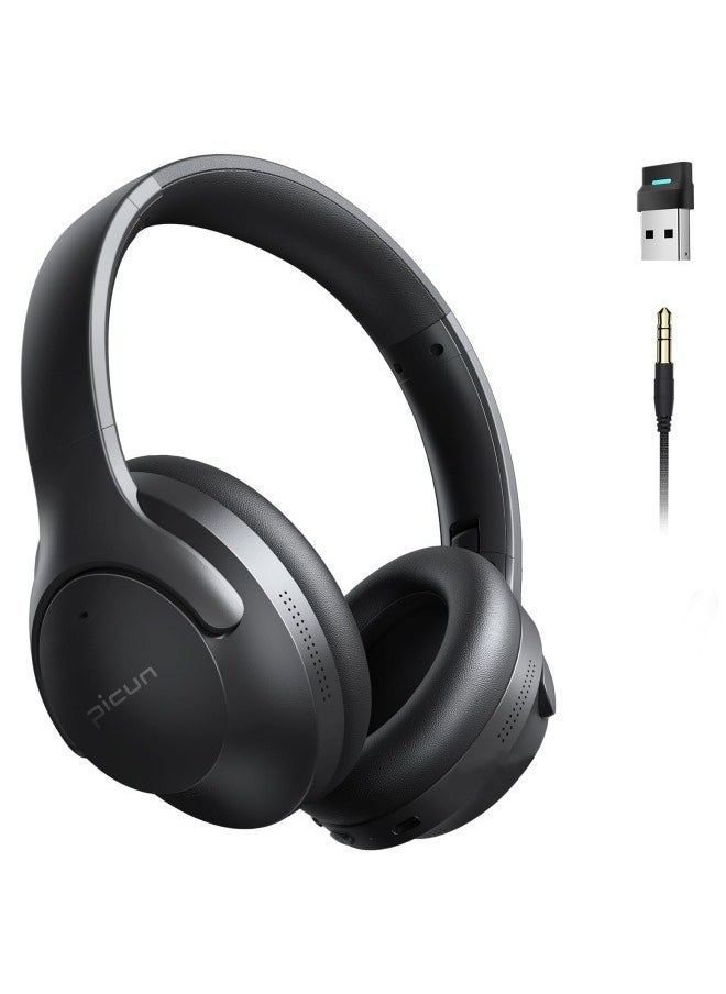 Picun ANC Wireless Bluetooth 5.3 Headphones, Active Noise Cancelling Headphones Hifi Stereo Sound Over Ear Portable Headsets with Deep Bass, 50H Playing Time, for Travel, Gym, Office,Black  - Image 1