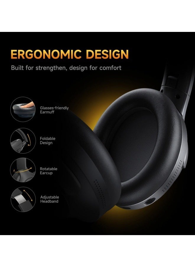 Picun ANC Wireless Bluetooth 5.3 Headphones, Active Noise Cancelling Headphones Hifi Stereo Sound Over Ear Portable Headsets with Deep Bass, 50H Playing Time, for Travel, Gym, Office,Black  - Image 5
