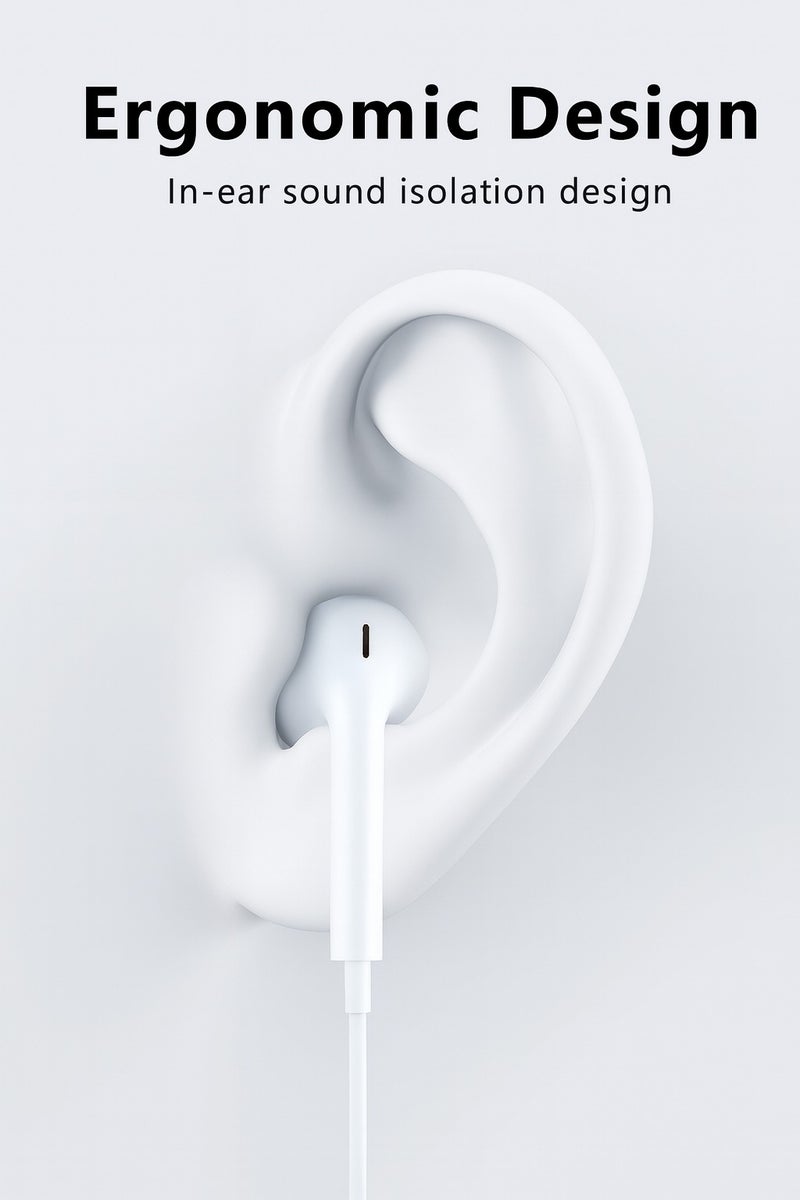 Wired Lightning Earphones for iPhone – Direct Connection, No Bluetooth Needed, High Sound Quality – Compatible with All iPhone Devices
