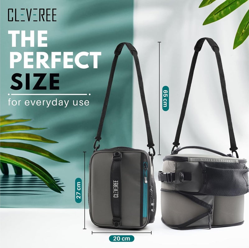 CLEVEREE Expandable Insulated Lunch Bag, Adjustable Strap, Unisex, with Cooler Leakproof Bag, 11.5 L, Grey - Image 2